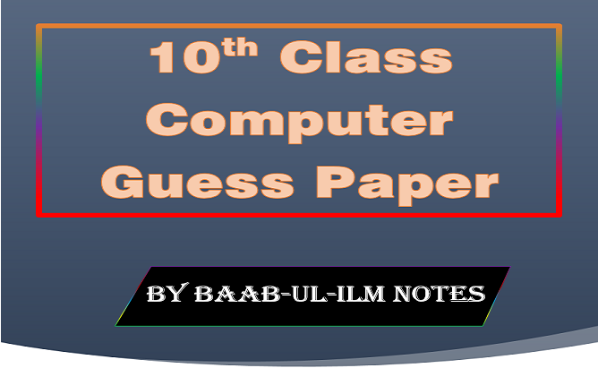 Computer Guess Class 10th